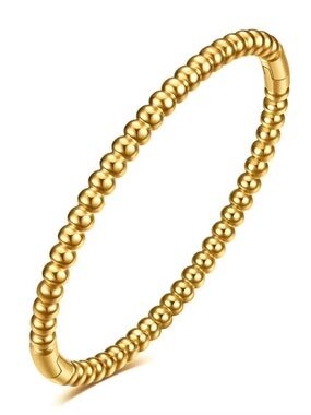 Gold Beaded Stretch Bracelet for Women - Sleek Bead Design